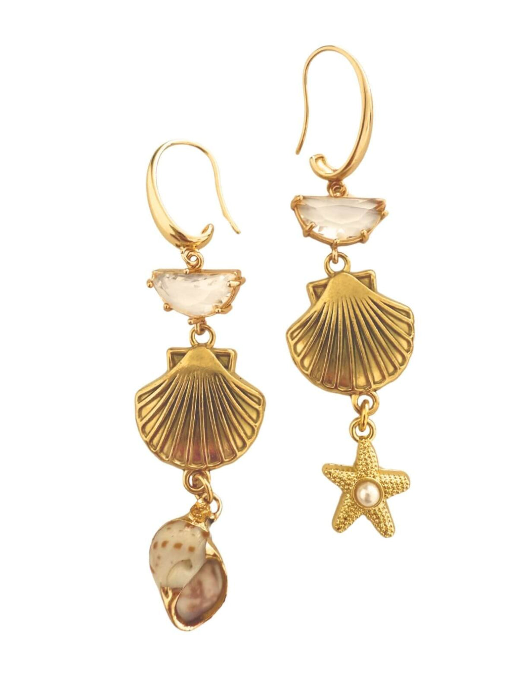 Handgemaakte oorbellen met kristallen details en beach look