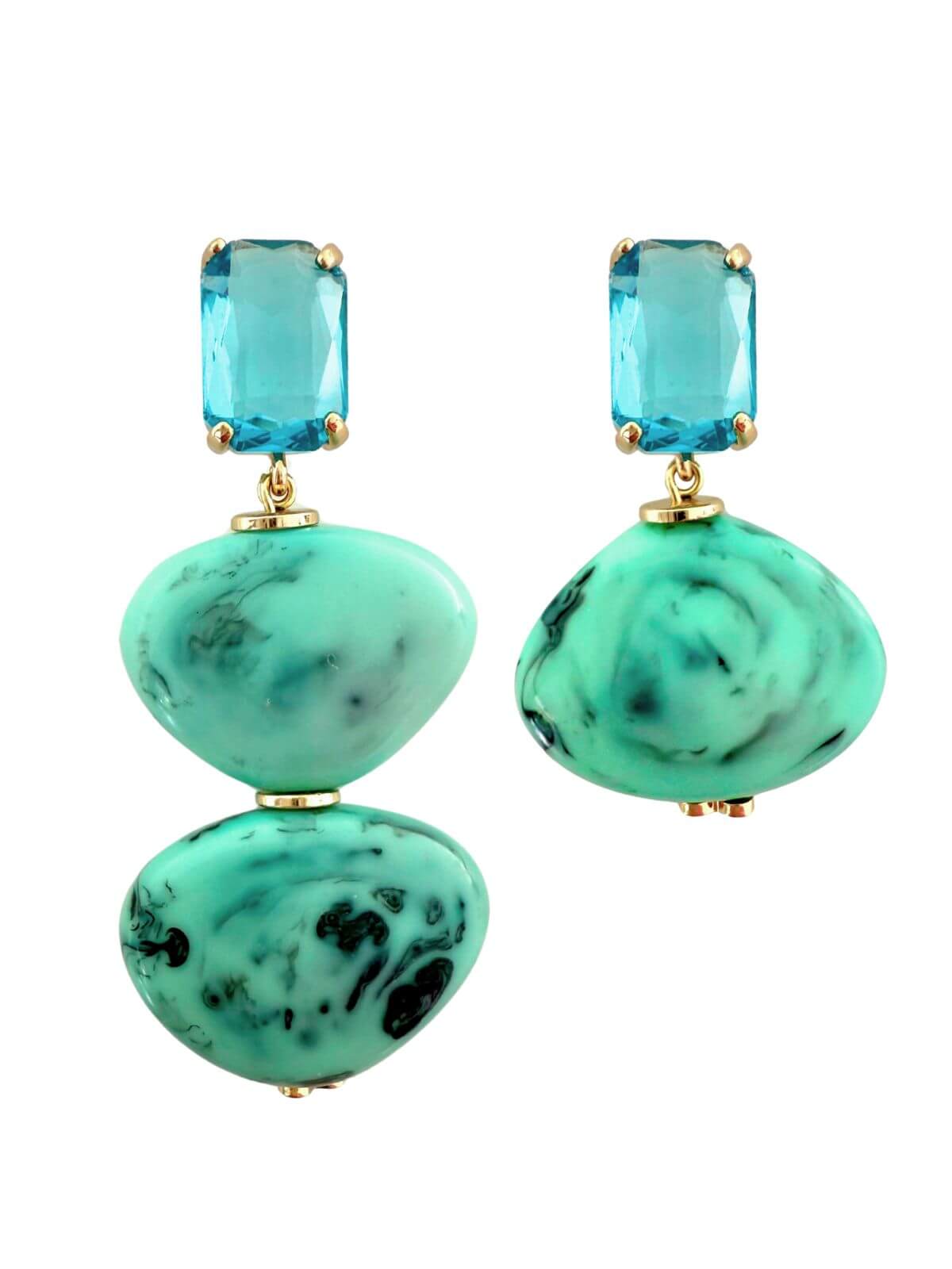 Turquoise asymmetrische statement oorbellen voor dames