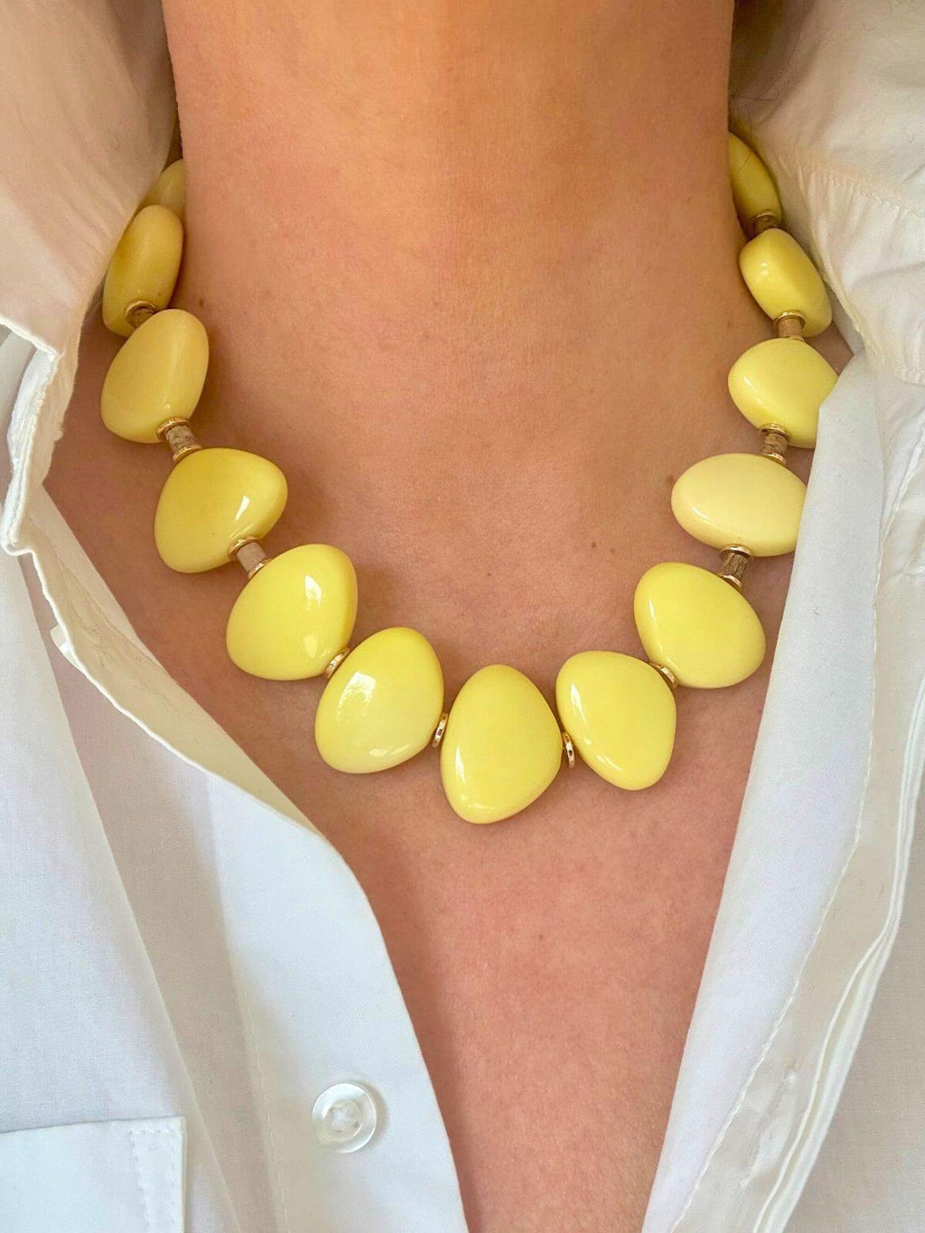 Zomerse chunky ketting in helder geel