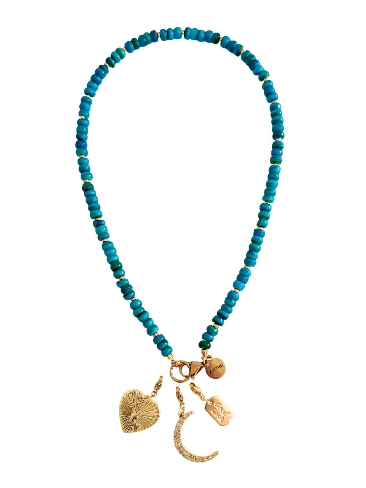 Nade turquoise kralenketting van schelp – Zatthu Jewelry
