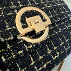 Aamir zwarte schoudertas van tweed