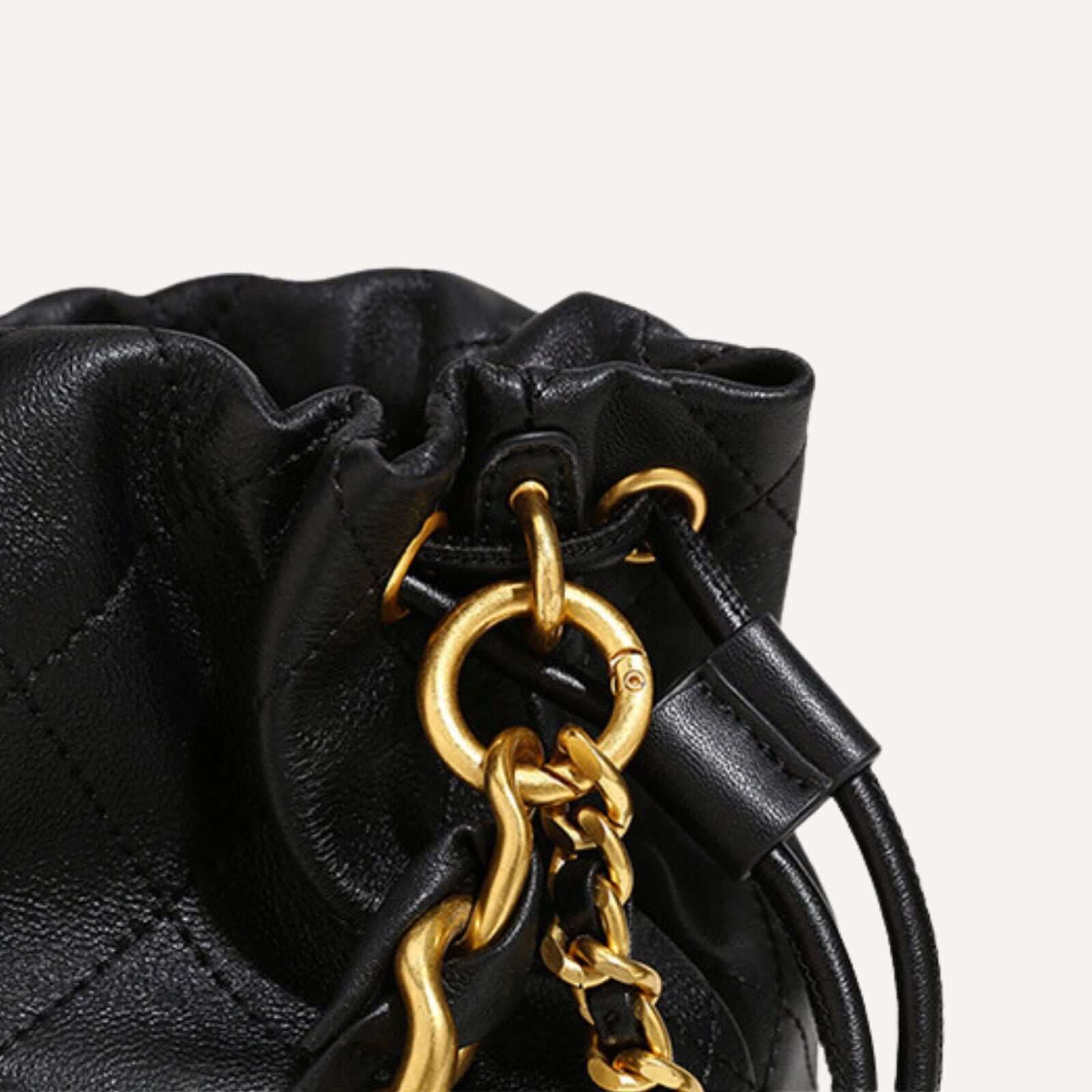 Aasim lederen bucket tasje zwart