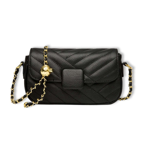 Aayan lederen schoudertas zwart