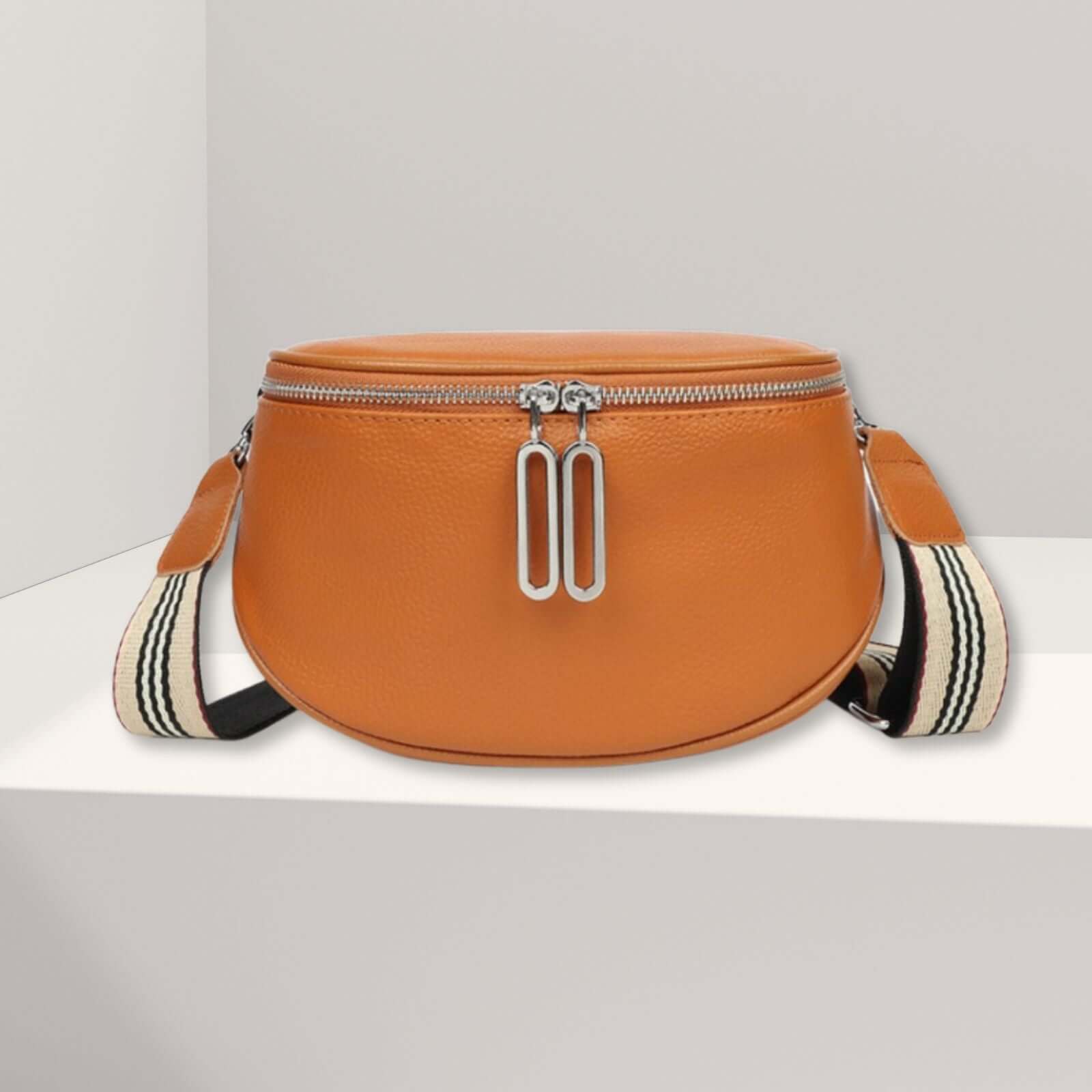 Adael lederen crossbody oranje