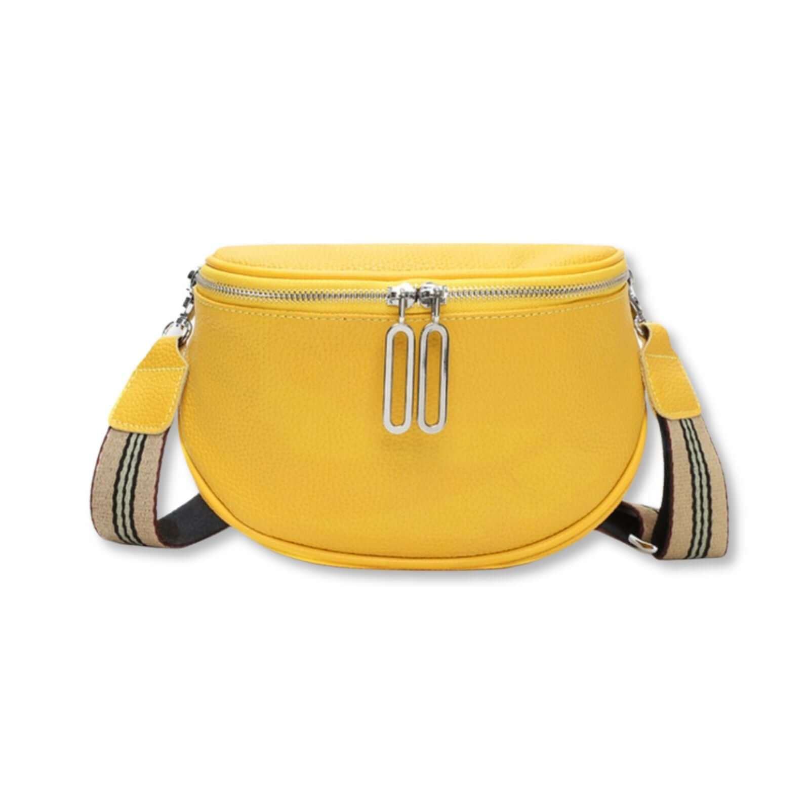 Addie lederen crossbody geel