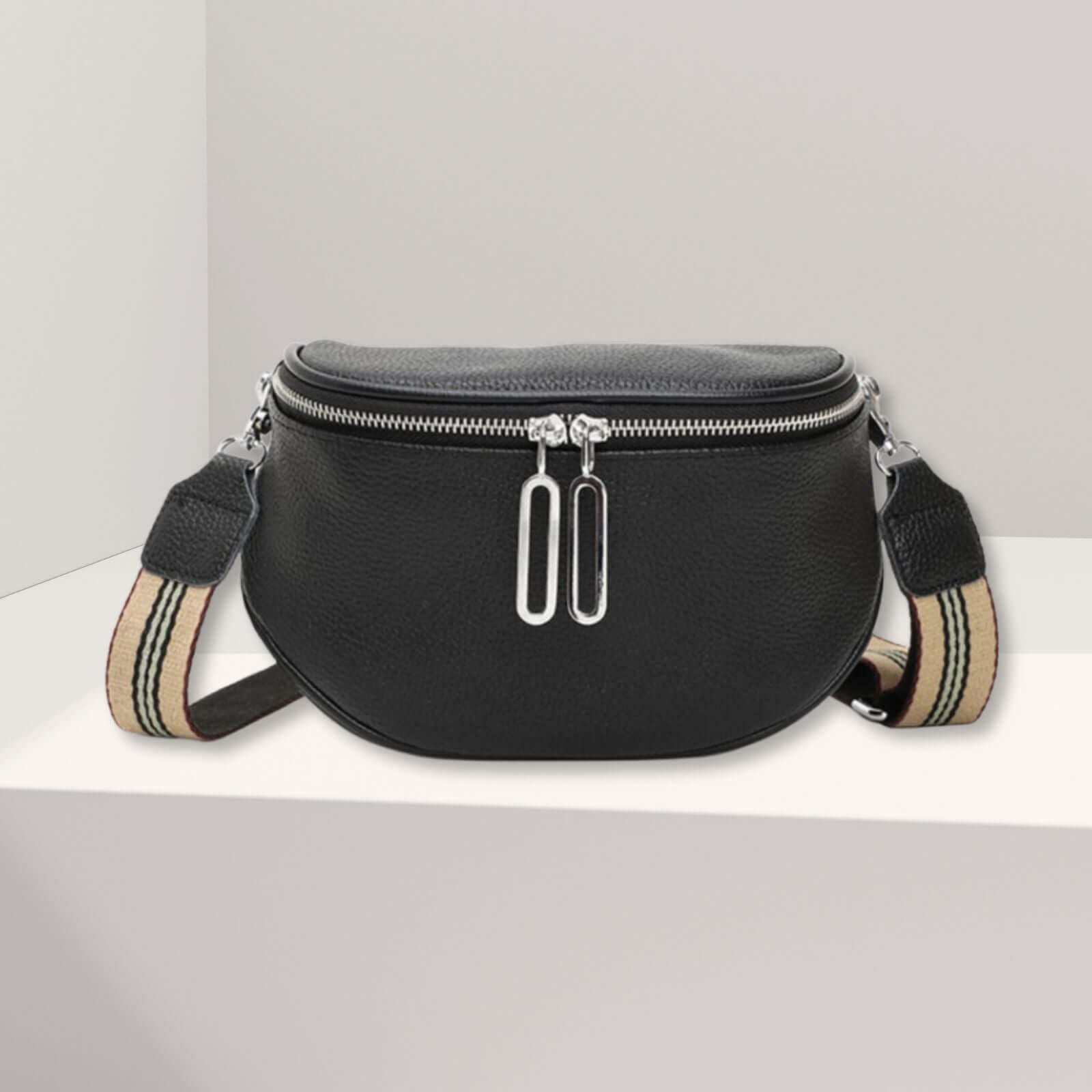 Adino lederen crossbody zwart
