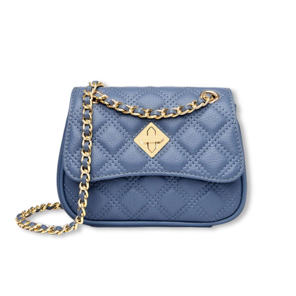 Aemon lederen schoudertas staalblauw