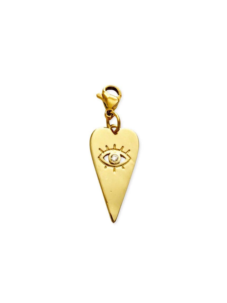 Naja goudkleurige evil eye hart-bedel – Zatthu Jewelry