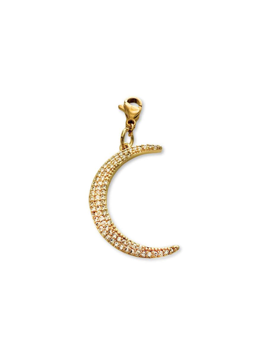 Nana goudkleurige maan-bedel met zirkonia – Zatthu Jewelry