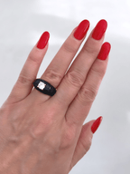 Iren statement ring blauw met steen