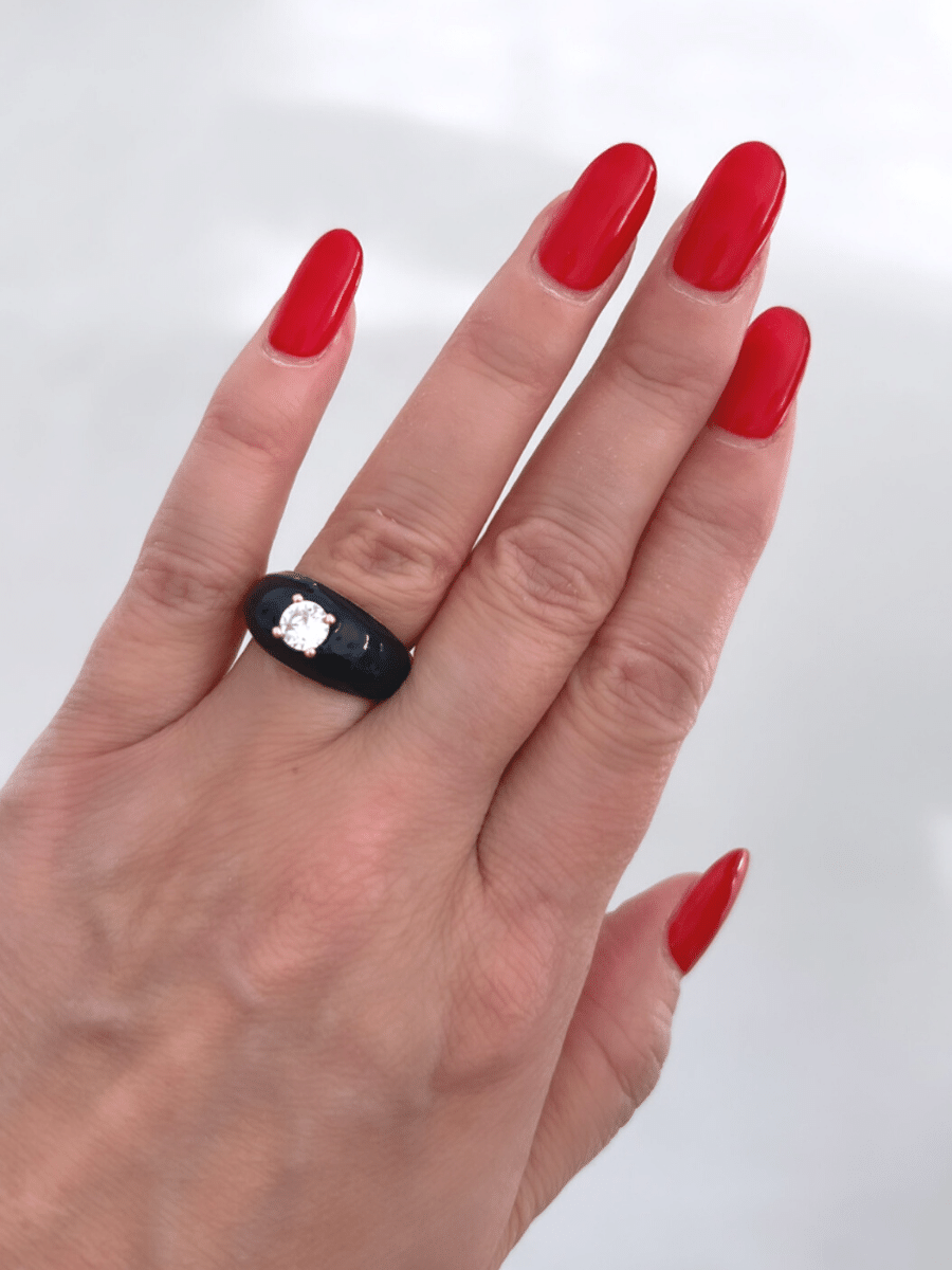 Iren statement ring blauw met steen