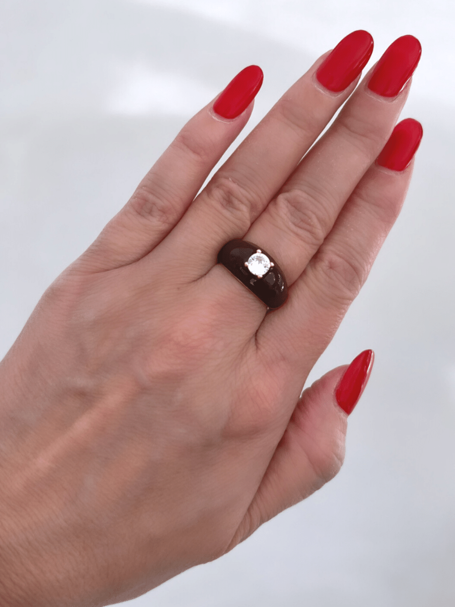 Ires statement ring zwart met steen