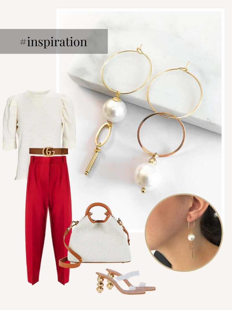 Asymmetrische oorringen met parel