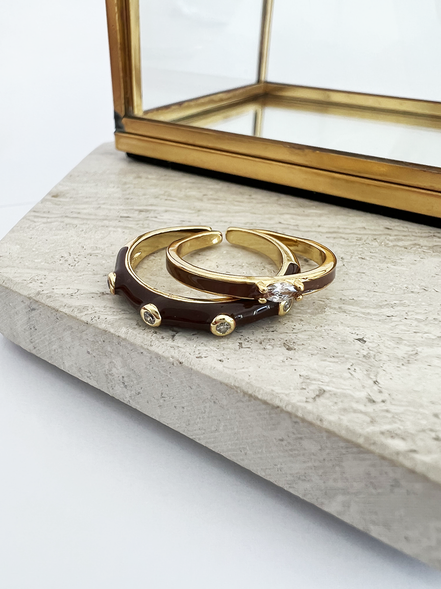 Inti ring bruin met steentje