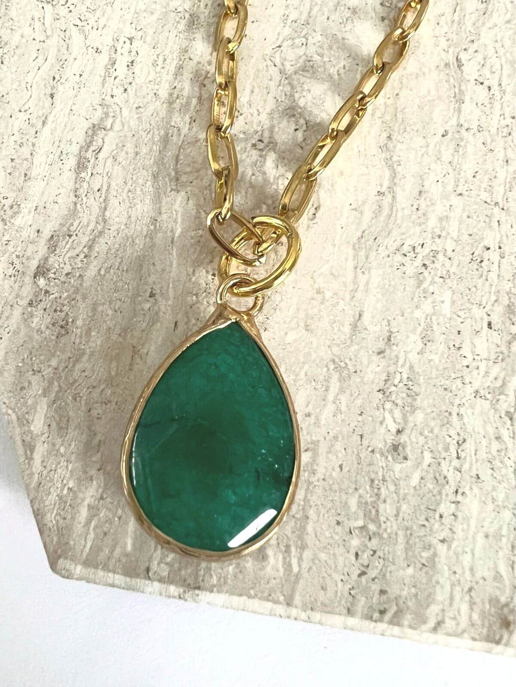 Kary schakelketting met groene hanger