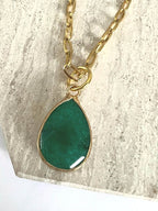 Kary schakelketting met groene hanger