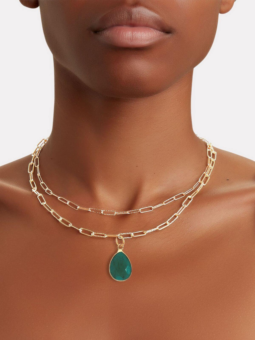 Kary schakelketting met groene hanger