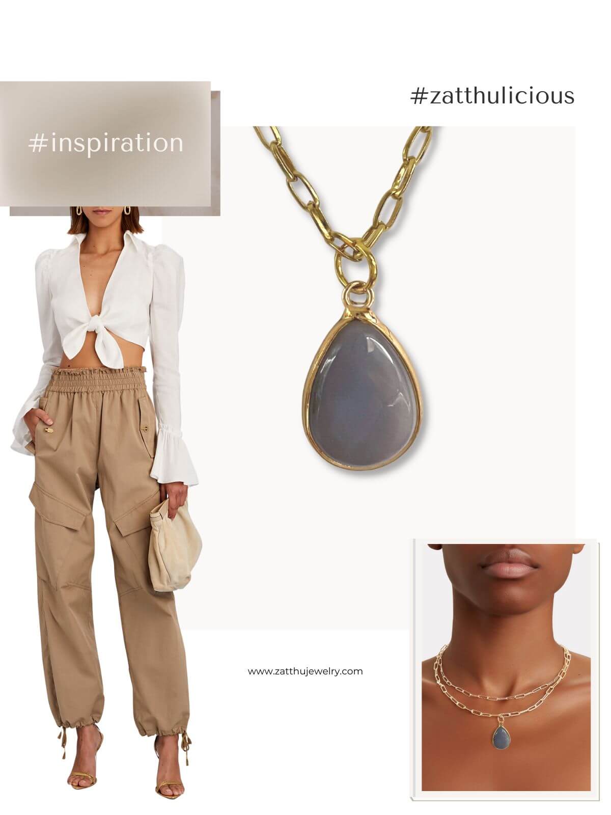 Kate schakelketting met grijze hanger