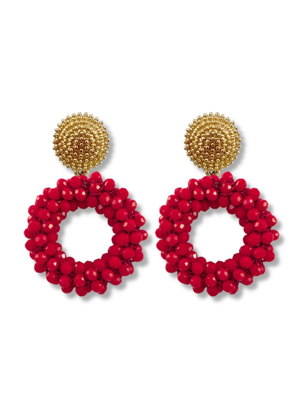 Kati ronde statement oorbellen rood