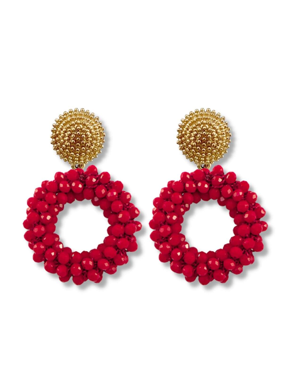 Kati ronde statement oorbellen rood