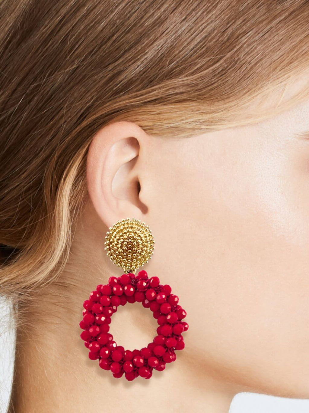 Kati ronde statement oorbellen rood