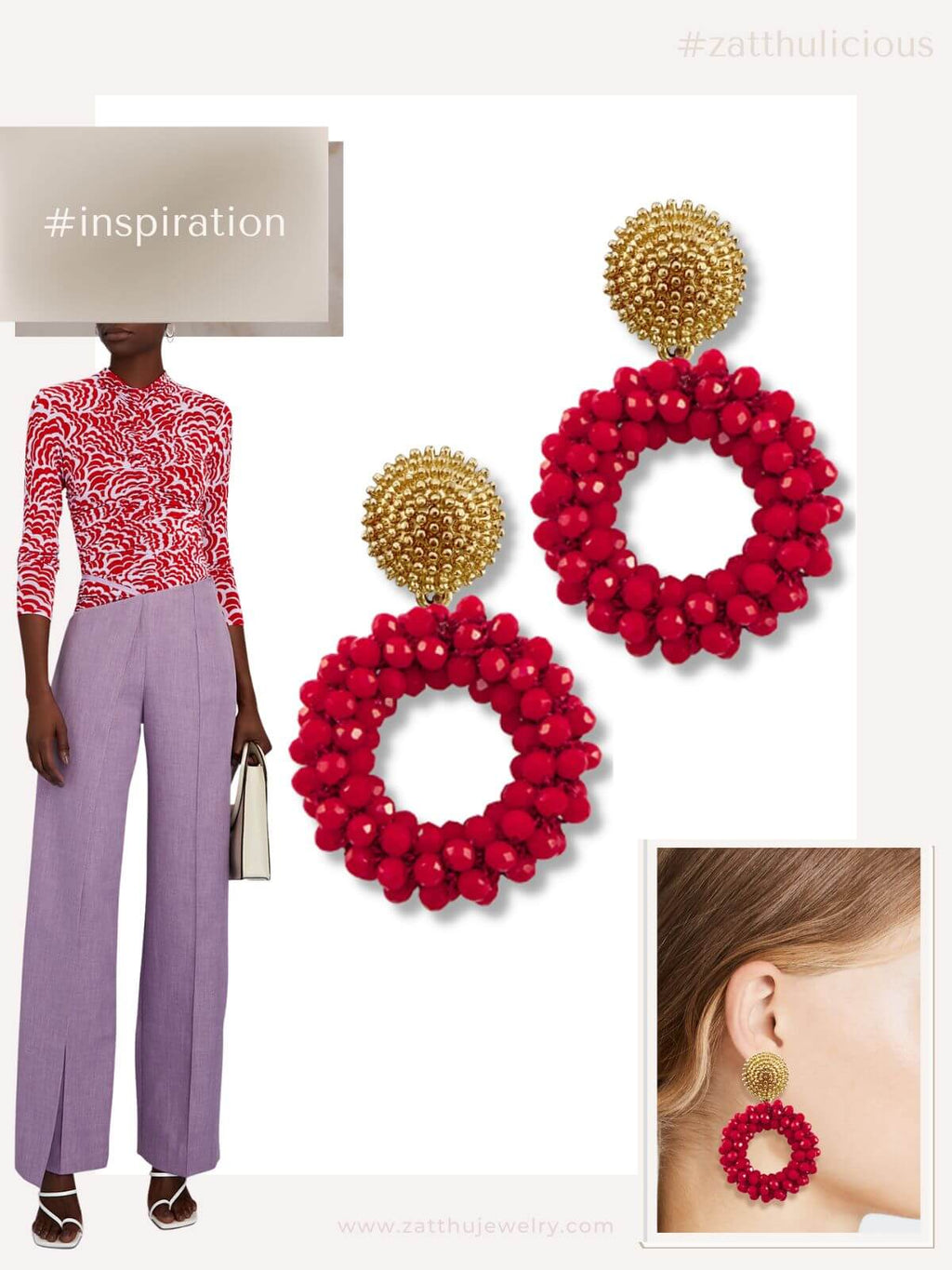 Kati ronde statement oorbellen rood