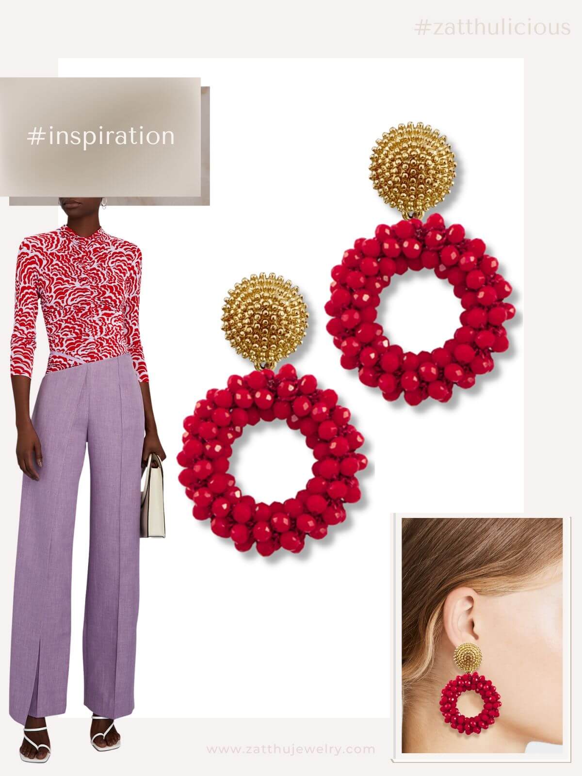 Kati ronde statement oorbellen rood