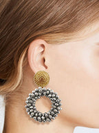 Kayo ronde statement oorbellen zilvergrijs