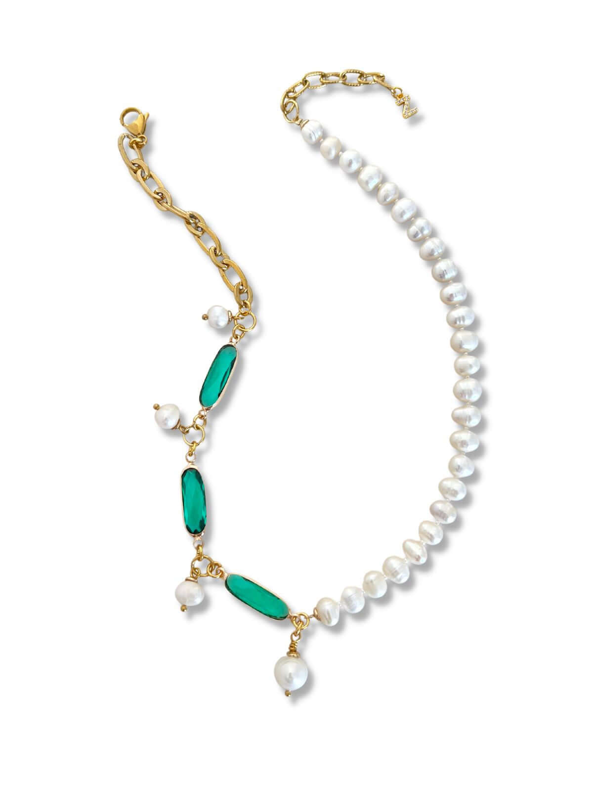 Keza parelketting met kristal groen