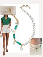 Keza parelketting met kristal groen