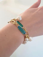 Kiek parelarmband met kristal groen