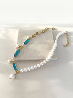 Kima parelketting met kristal aqua