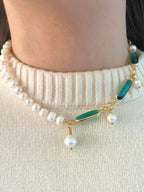 Kima parelketting met kristal aqua