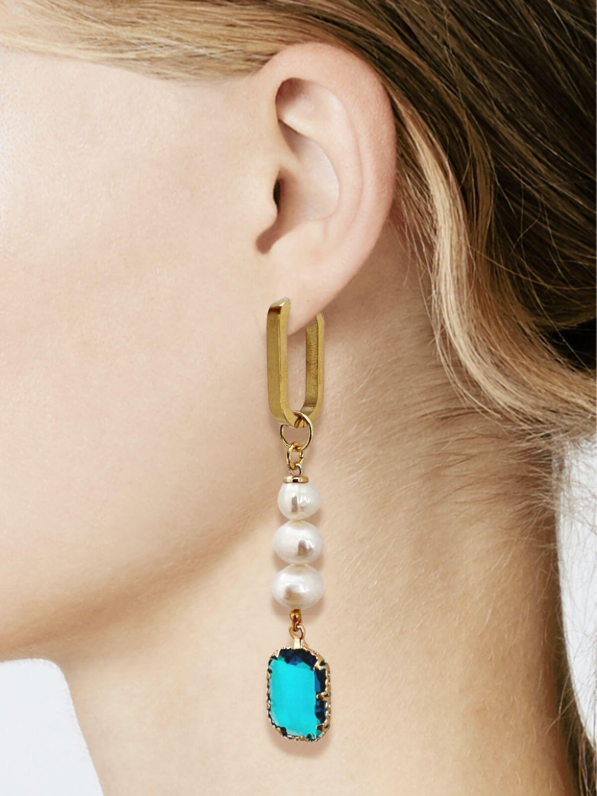 Kimm asymmetrische pareloorbellen met kristal