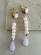 Lacy oorhangers met resin paars