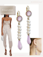 Lacy oorhangers met resin paars