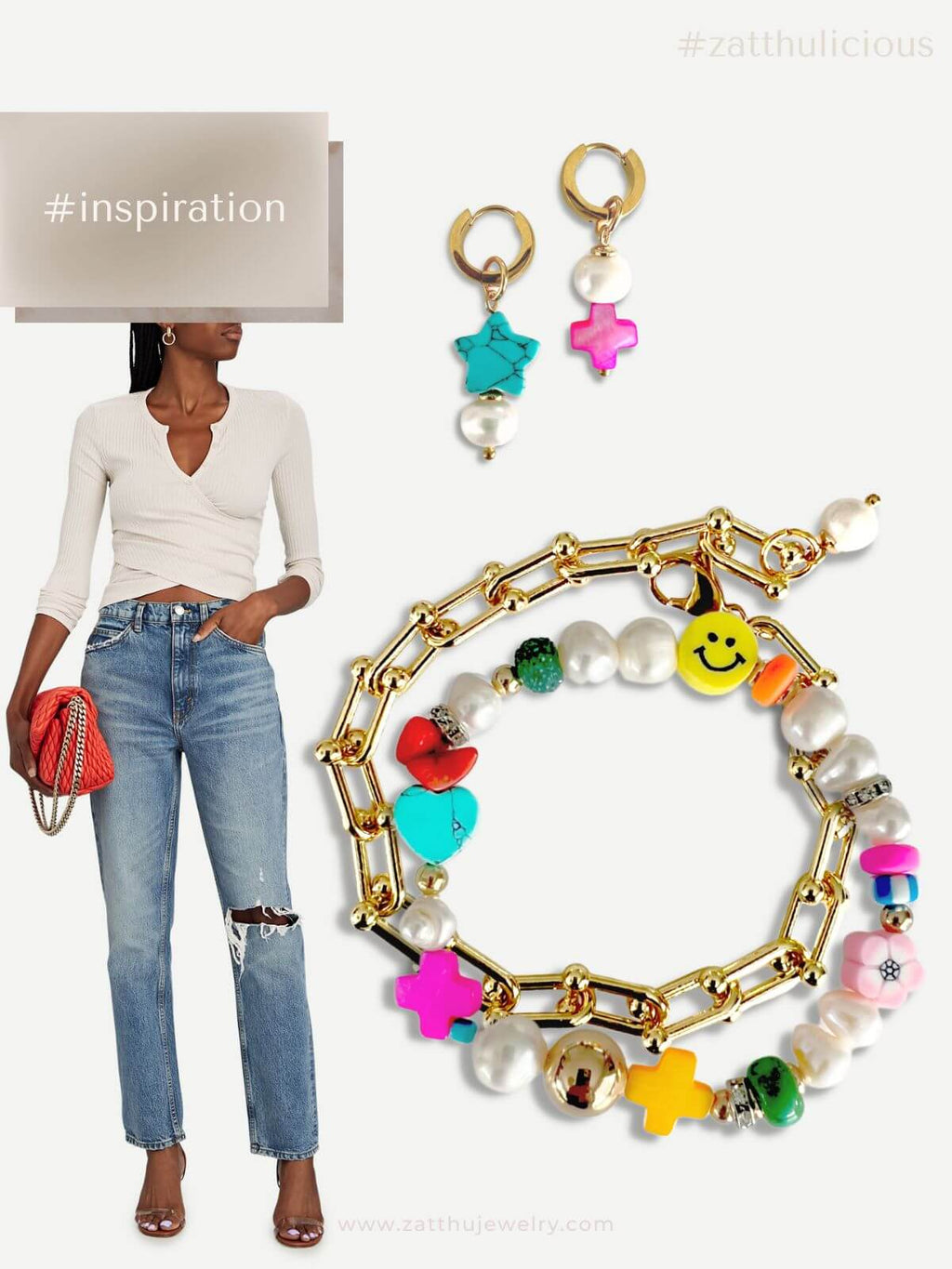 Leen armband set van 2 multicolor