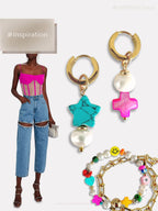 Lela asymmetrische oorringen met parel