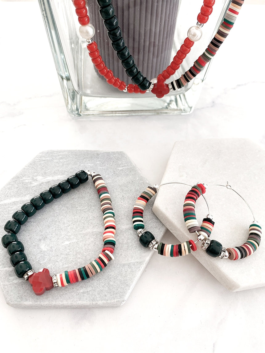 Hava kralen ketting rood met parels