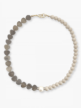 Heia grijs beige hart ketting met halfedelsteen