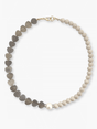 Heia grijs beige hart ketting met halfedelsteen