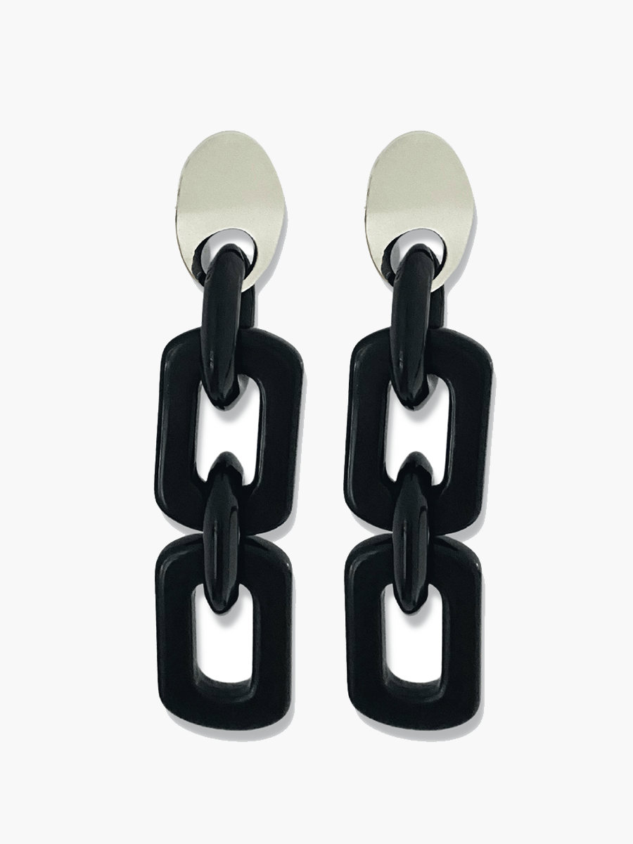Ibby oorbellen met zwarte schakels
