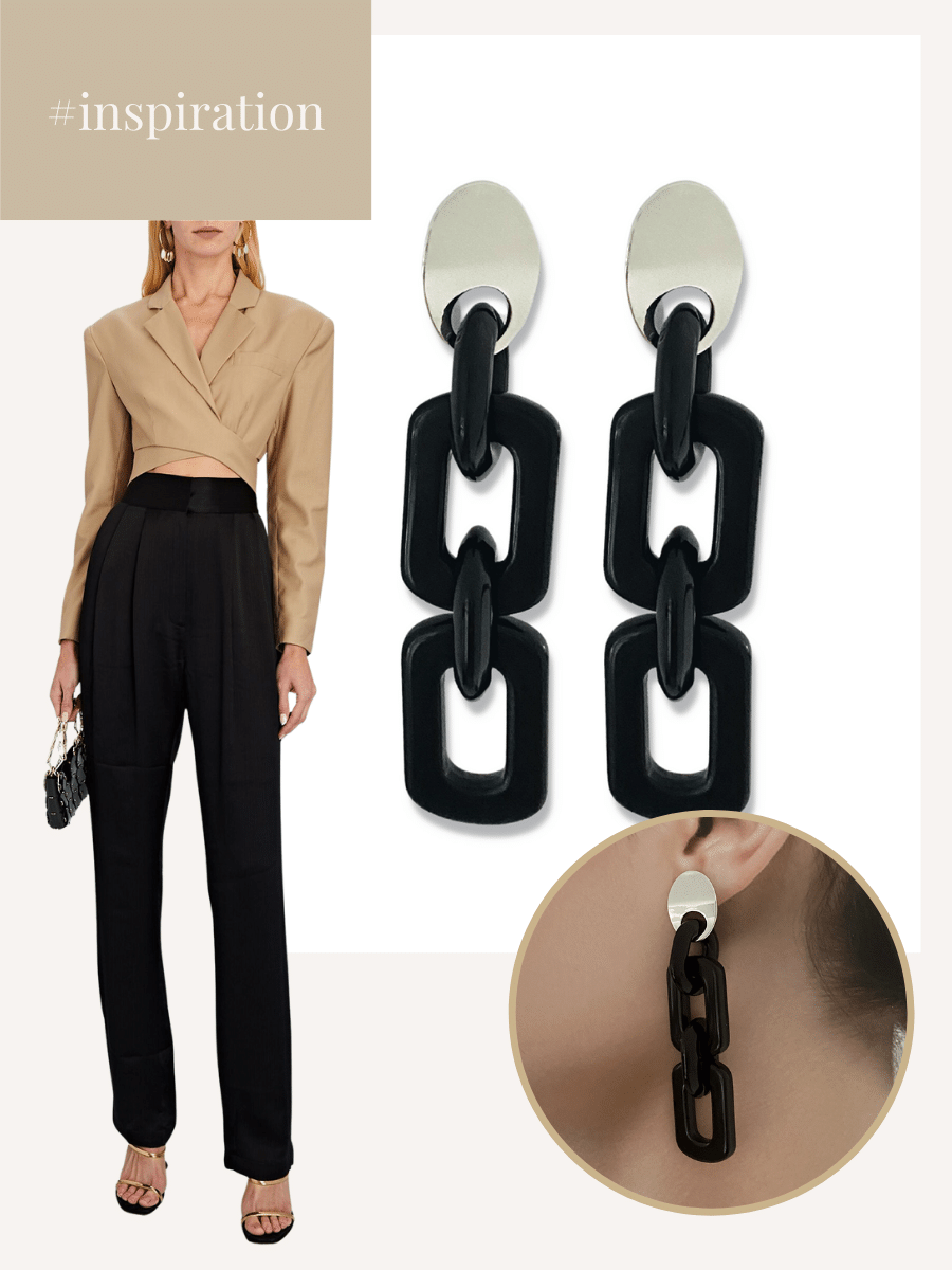 Ibby oorbellen met zwarte schakels