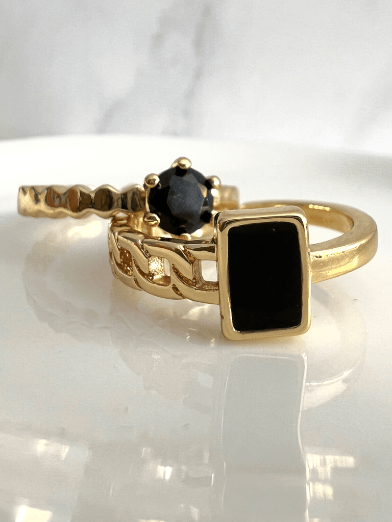 Jane ring met kristal zwart