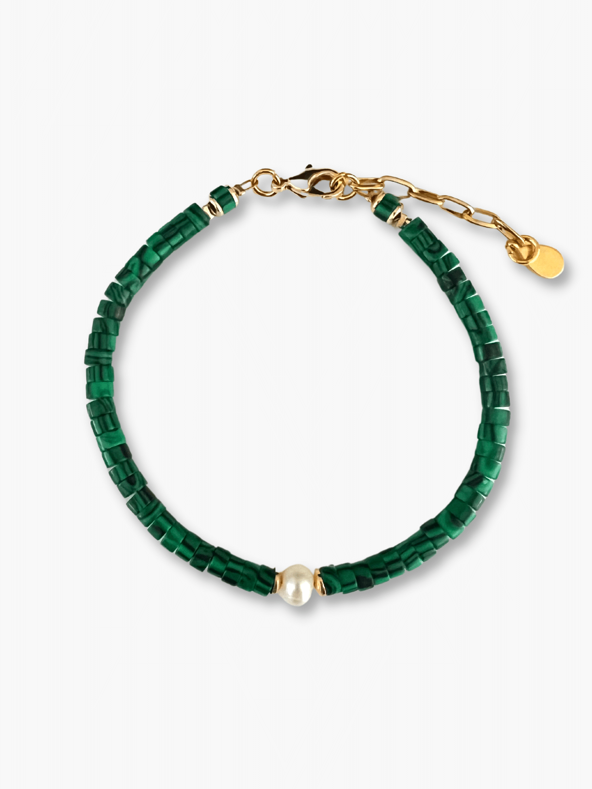 Jela groene kralenarmband met parel