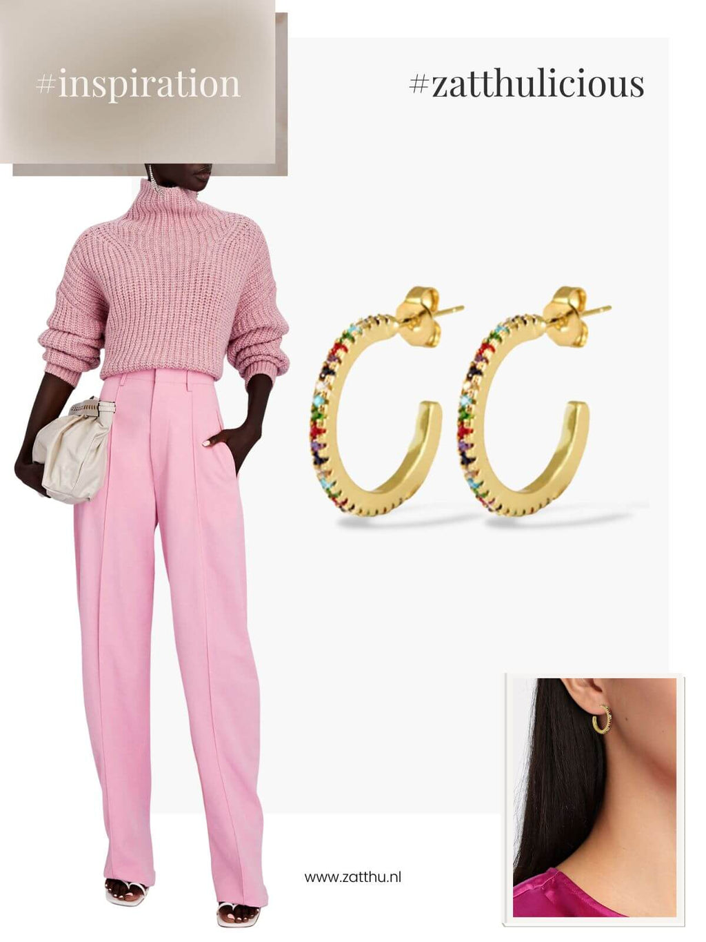 Jins oorbellen met zirkonia