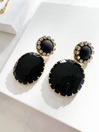 Joan statement oorbellen zwart kristal