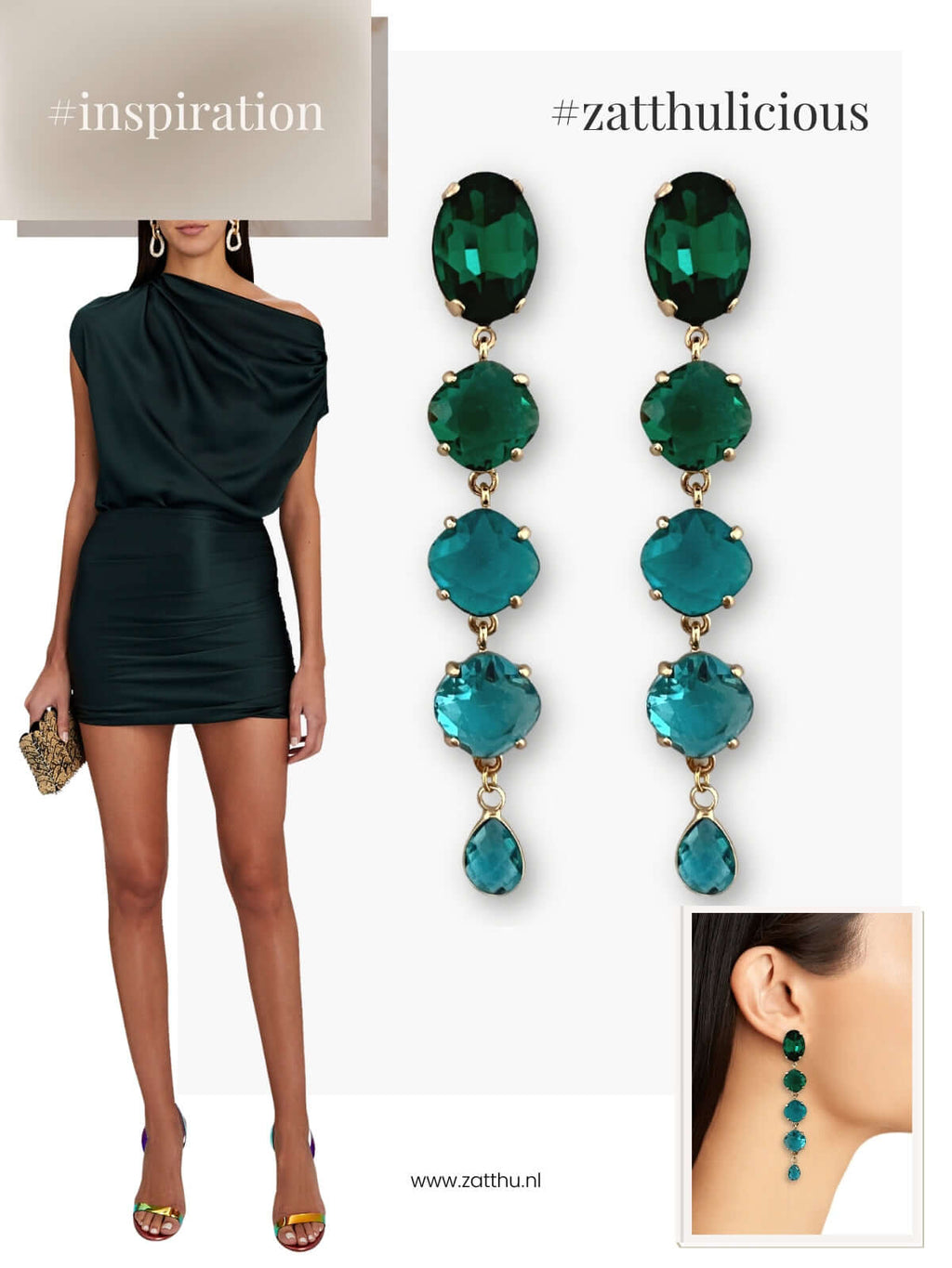 Joli oorbellen groen kristal