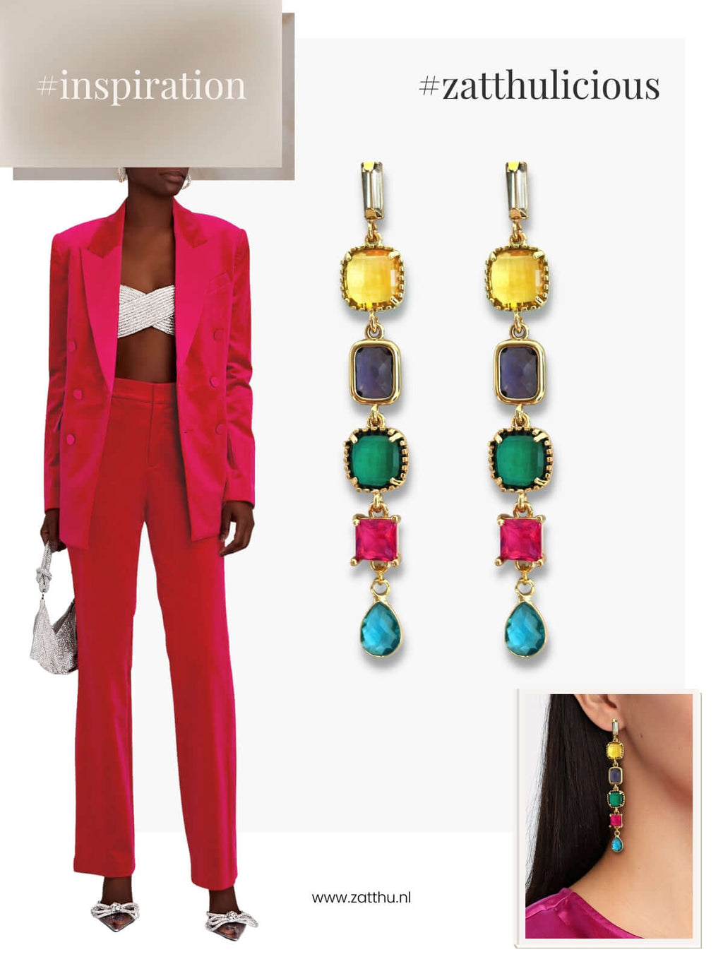 Jona multicolor oorbellen kristal