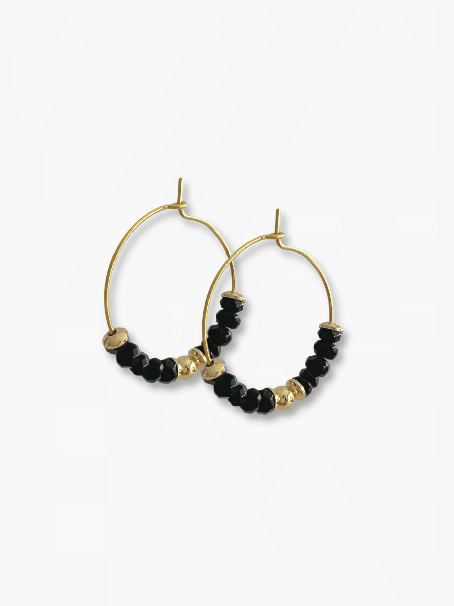 Imoa oorringen met zwarte kraaltjes